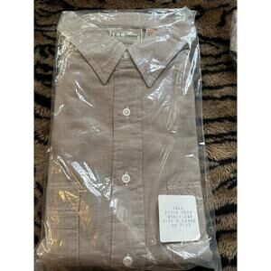VTG 90s LL Bean Shirt Men XL Tall Deadstock NIB Khaki Button Down Made USA NOB